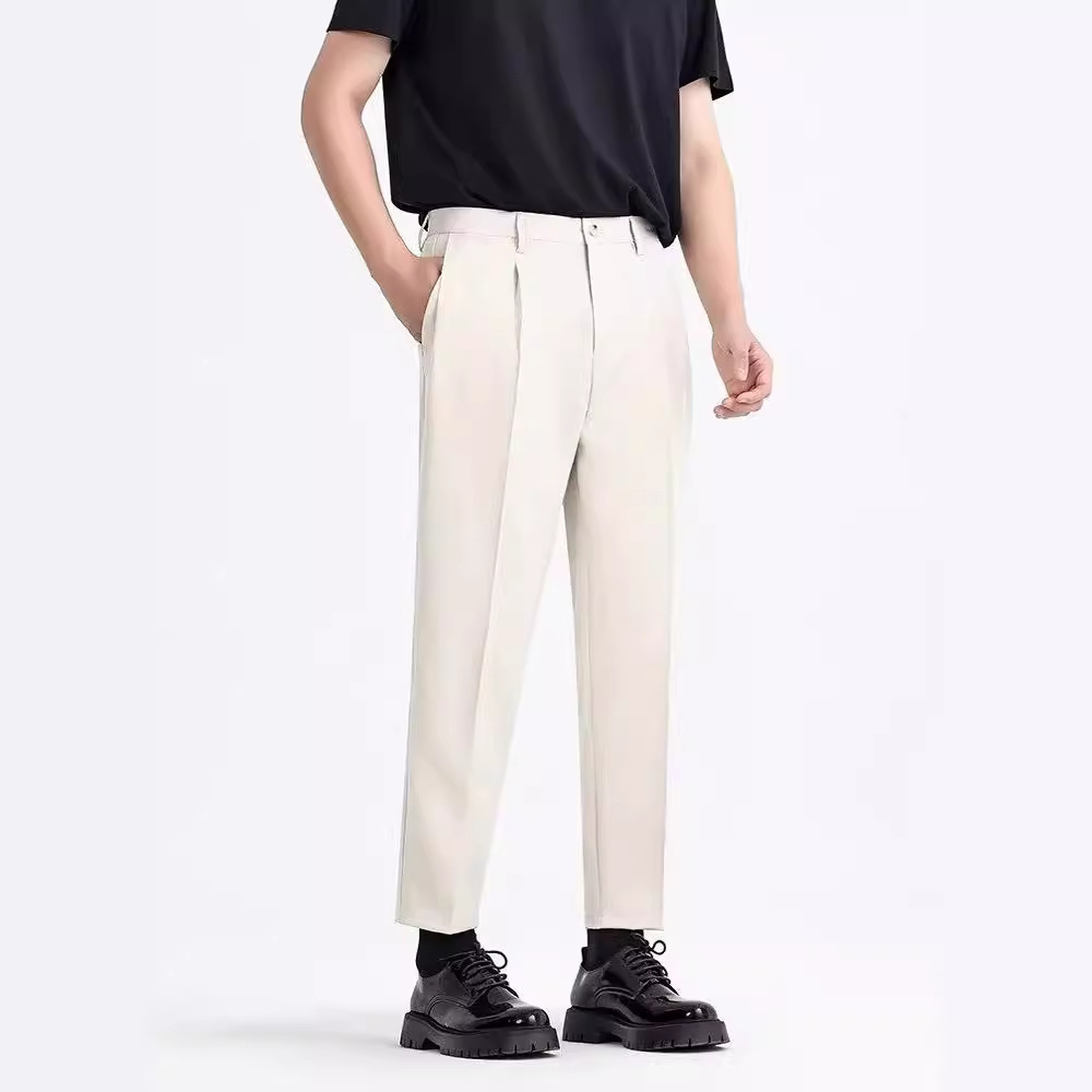 Pants |  Mens Pleated Straight-Leg Linen Pants Clothing Mens