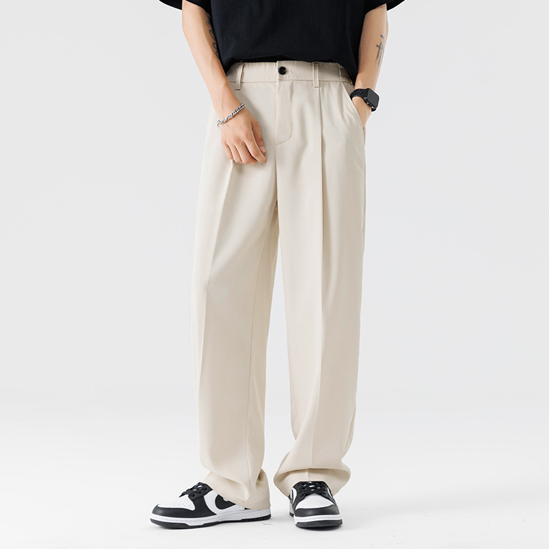 Pants |  Mens Pleated Wide-Leg Denim Pants Clothing Mens