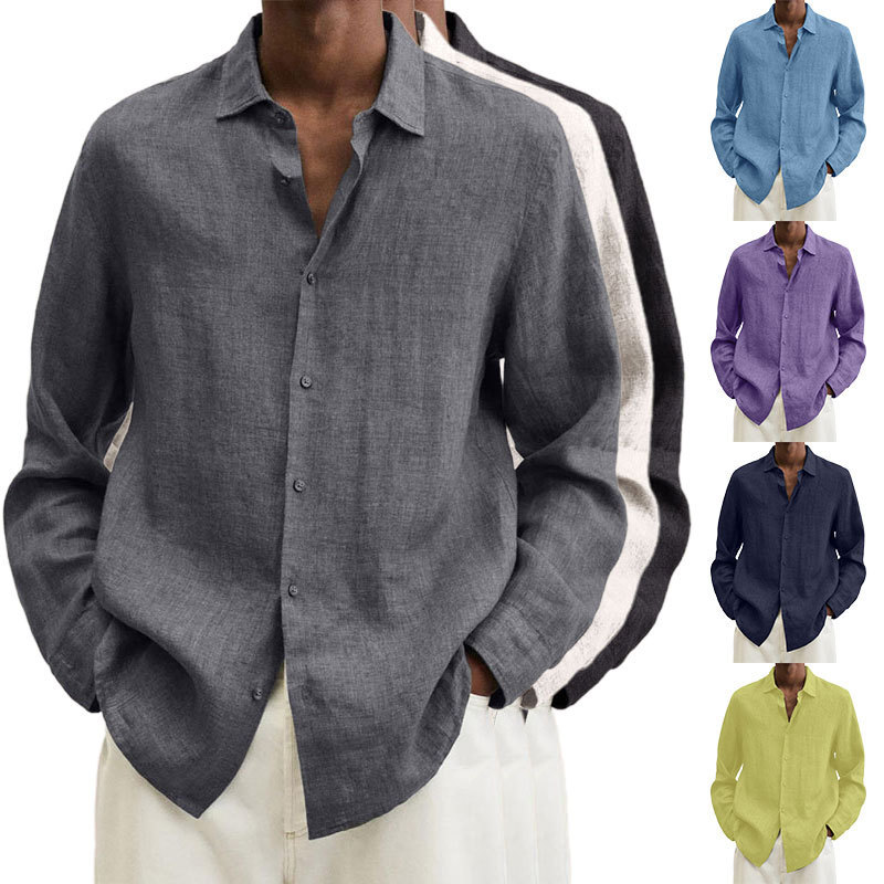 Shirts |  Mens Linen Long-Sleeved Shirt Clothing Mens