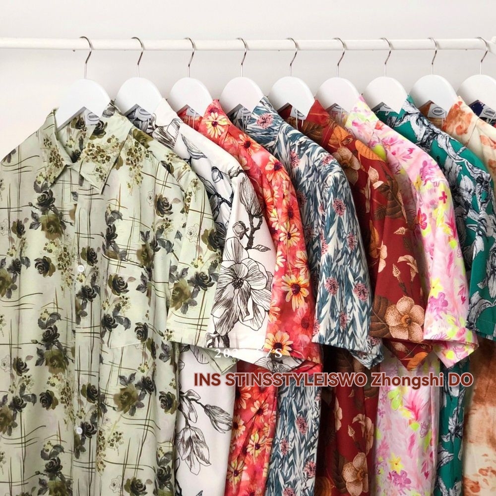 Shirts |  Mens Oversized Floral-Print Short-Sleeved Shirt Clothing Mens