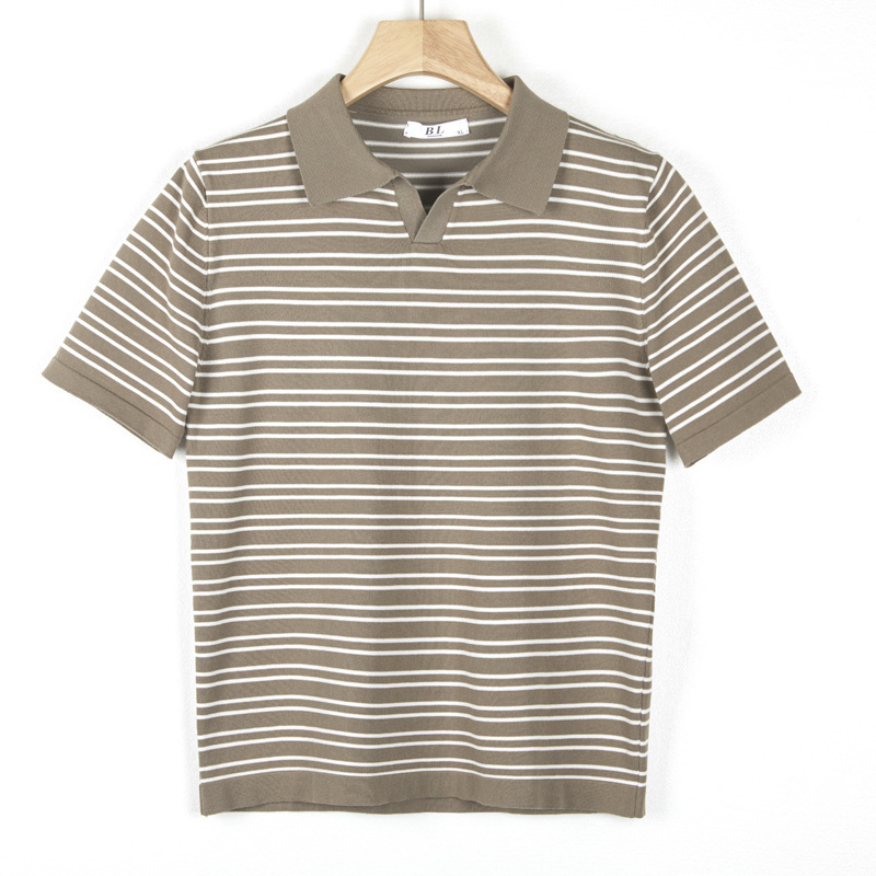 Sweaters & Cardigans |  Mens Striped Knitted Polo Shirt Clothing Mens