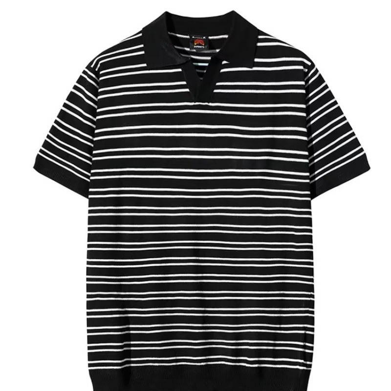 Sweaters & Cardigans |  Mens Striped Knitted Polo Shirt Clothing Mens