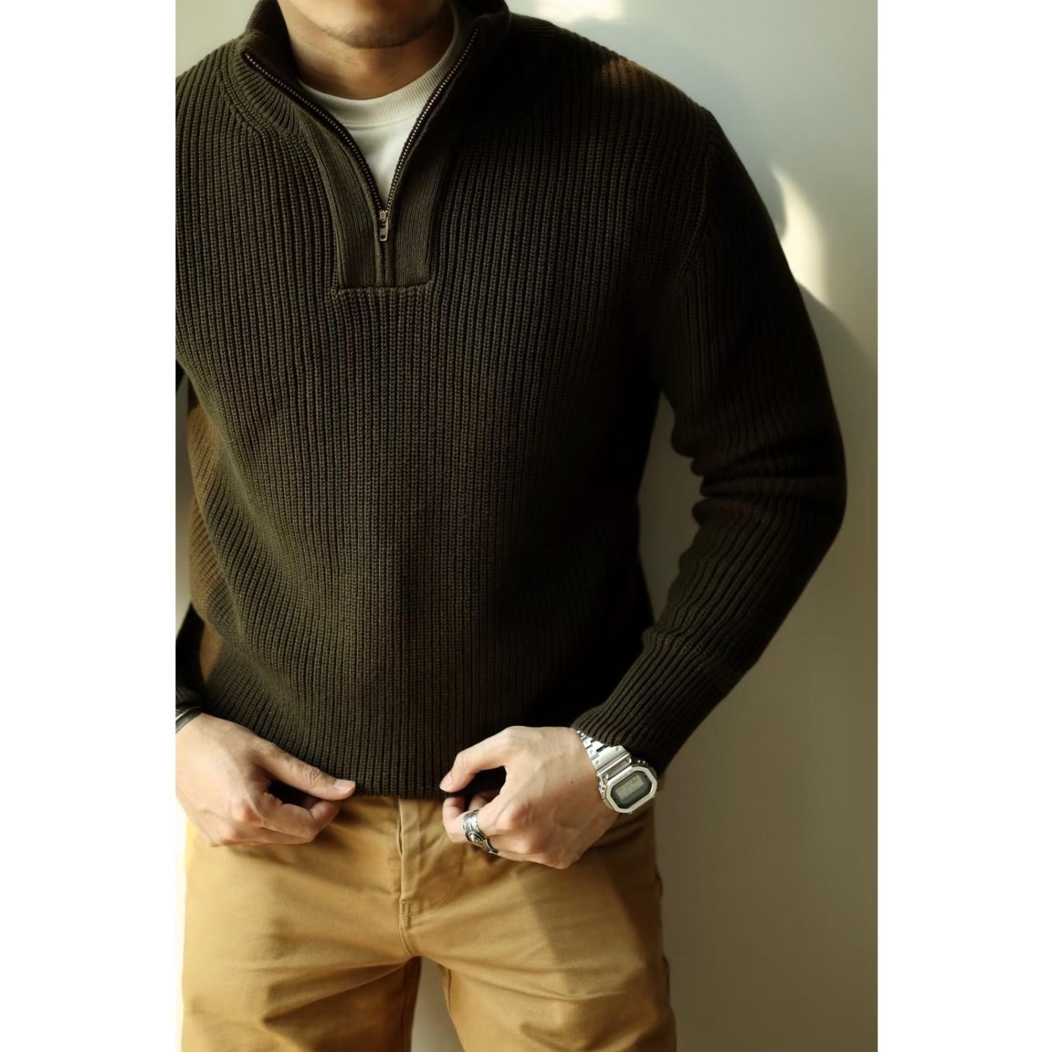 Sweaters & Cardigans |  Mens Wool And Cotton-Blend Half-Zip Sweater Clothing Mens